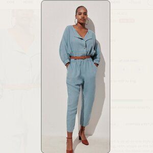 Rachel Comey Holt Jumpsuit, Light Blue Linen, Size 2
